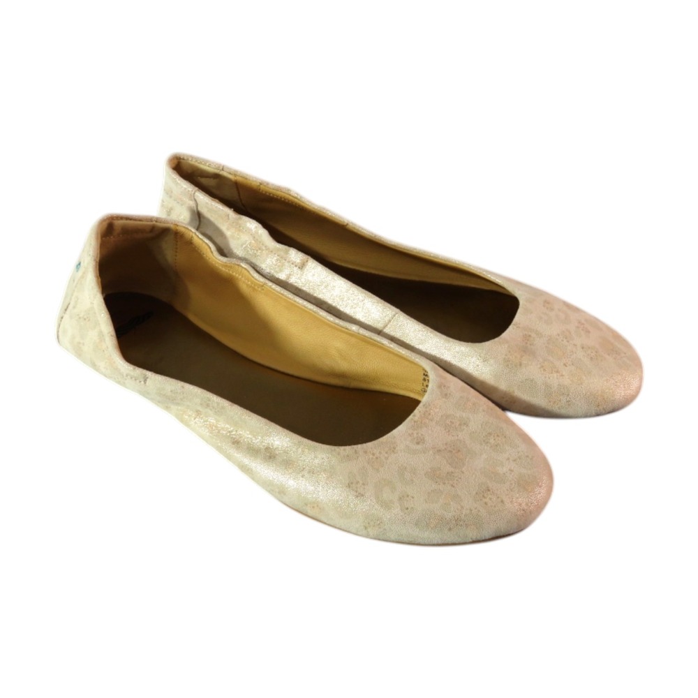 Livie & Luca POLILLA LEATHER BALLET FLATS SHOES Gold Shimmer BEIGE LEOPARD 10.5